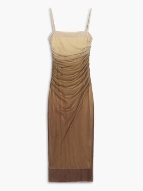 Commense Cappuccino Ombre Mesh Zippered Long Dress Large NEW